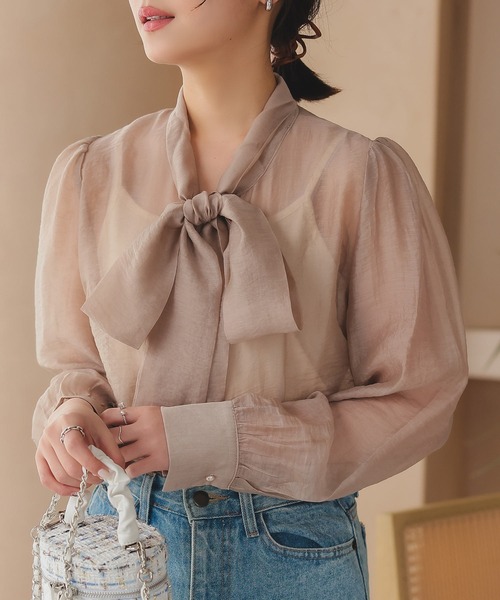 その他 S Isn't She？ ブラウス シャツ シースルーボウタイブラウス