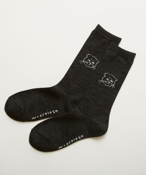 N+Ecology 靴下 「N＋Ecology ネコロジー」垂れ耳スコ 猫靴下(ソックス