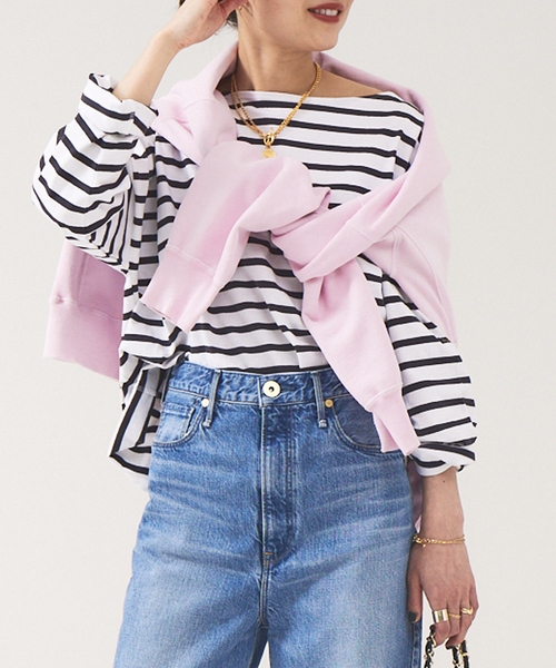 ルミノア Le minor オフショルダーボーダーカットソー Le Minor（ルミノア） tシャツ Tシャツ 【Le minor/ルミノア】別注