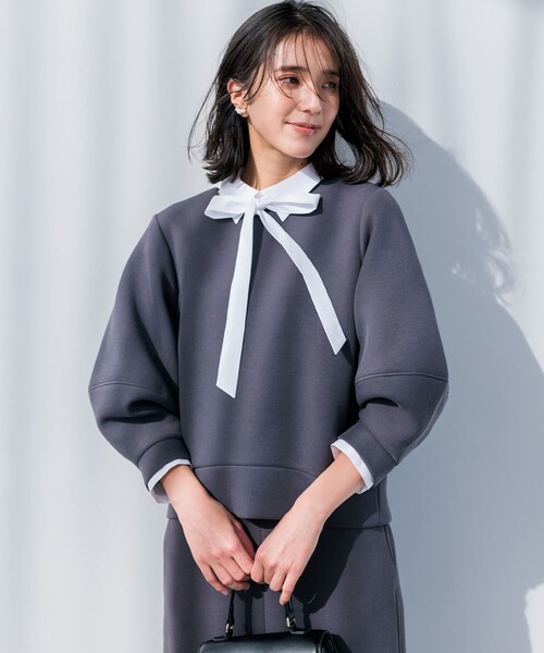 トレーナー スウェット 「WEB限定」パフスリーブ スウェットライクトップス レディース 組曲 トレーナー スウェット 「WEB限定」パフスリーブ