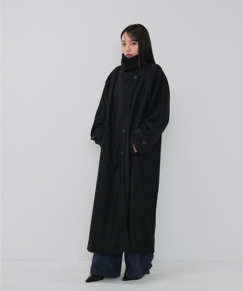 センソユニコ ダウンコート 女優襟 スタンドカラー バックル 切替 L 黒 Enewd nina ダウンコート ダウンジャケット 「ZOZO限定」スタンド