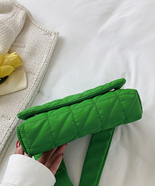 Accent Bag／キルティングブラック×ライムグリーン Amulet（アミュレット） ショルダーバッグ バッグ キルティングミニ