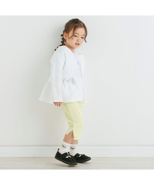 パーカー 「UVカット」「お揃い」リボン付き裾フリルパーカー(90~140cm  