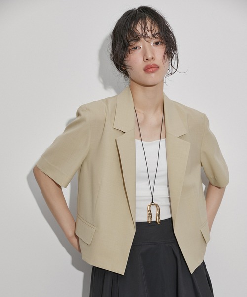 【crewre】ショールハーフスリーブジャケット キャメル size3 crewre online shop / ショールハーフスリーブジャケット