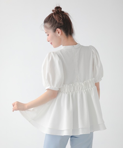 Fit more（フィットモア） ブラウス シャツ 半袖 フラワーボタン