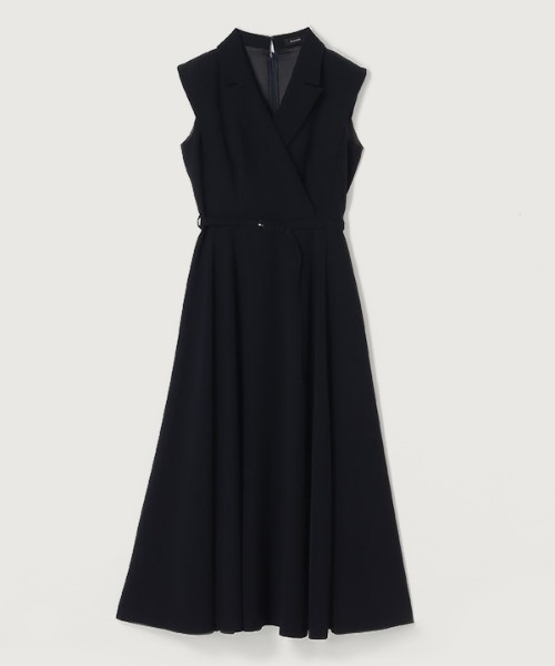 フォクシー FOXEY プリーツ ワンピース ロング ノースリーブ オープン