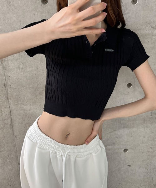 MORNING GLORYhommegirls クロップドポロシャツ MORNING