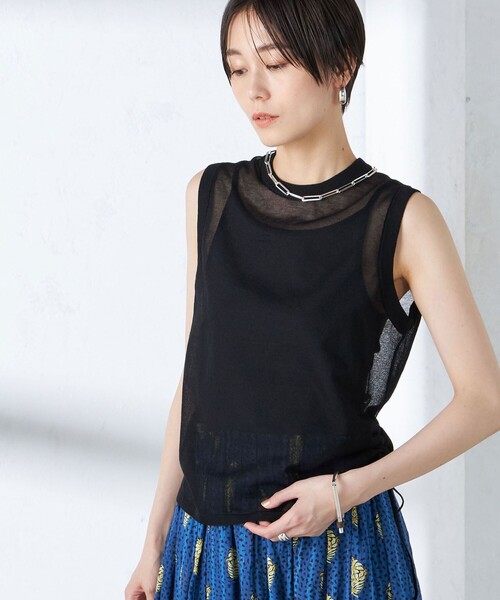 美品◎ルイヴィトン 裾プリーツレーストップス ノースリーブニット ブラック M 美品◎ルイヴィトン 裾プリーツレーストップス ノースリーブ