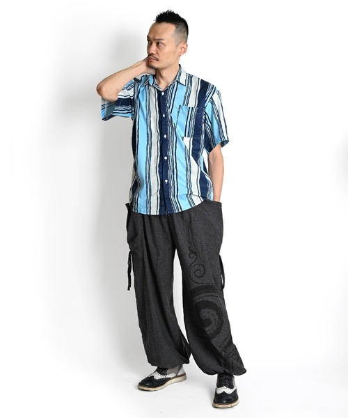 marai（マーライ） ブラウス シャツ 半袖 ランダムストライプ柄 半袖
