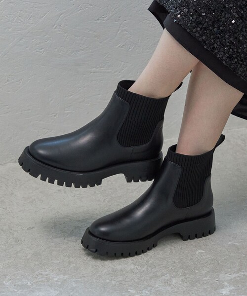 SHIPS（シップス） ブーツ HAMON:ショート ニット ブーツ（晴雨兼用