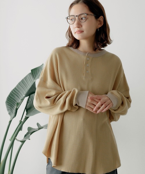 tシャツ R.P.miller/ミラー Waffle Henry PO ヘンリーネック プルオーバー レディース