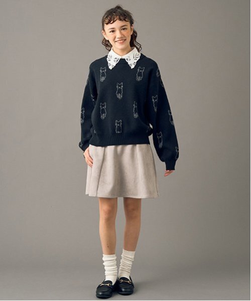 ニット 「AMI」猫総柄ジャカード衿付きニット キッズ