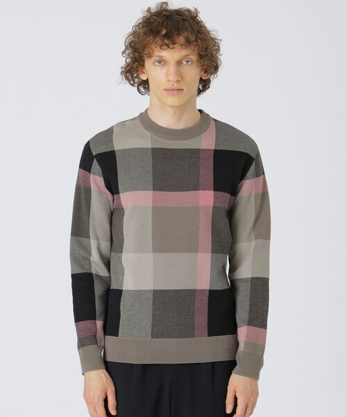 BLACK LABEL CRESTBRIDGE　セーター　ニット　チェック　赤 セール】 【WEB・一部店舗限定】クレストブリッジチェック