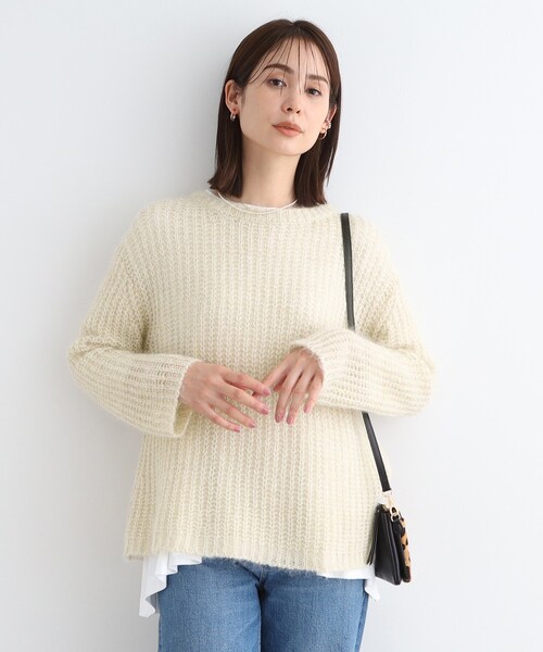 ニット セーター 「洗える／モヘヤ混」ヘアリーゆるラメニット レディース