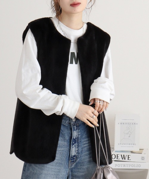 ベスト ジレ A.N.L エコファームートンジレ レディース : ZOZOTOWN