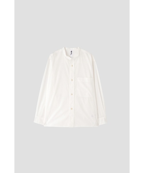 MHL新品シャツ MHL(エムエイチエル) ストライプバンドカラーシャツ596-0250504