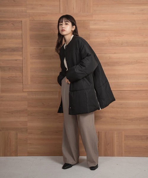 Amiur（エミレ） ノーカラーコート FREE ブラック レディース