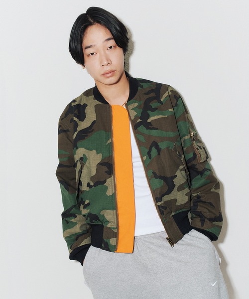 マリオ　リバーシブル MA-1ジャケット カーキ 迷彩 FTW ma1 ma-1 REVERSIBLE CAMO MA-1 レディース メンズ : ZOZOTOWN