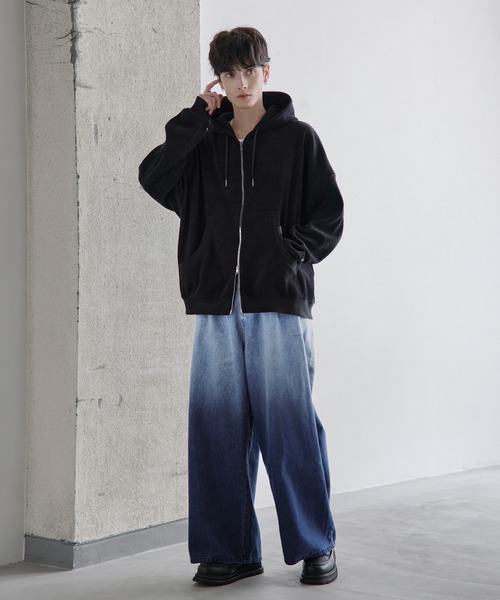パーカー ヴィンテージ加工スウェット /カットコーデュロイ PUピス パーカー ヴィンテージ加工スウェット /カットコーデュロイ PUピス