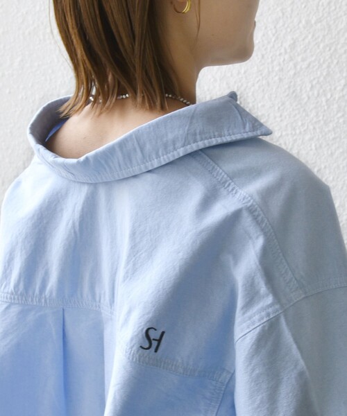 ブラウス シャツ 「洗濯機可能」ワンポイント 刺繍 スキッパー シャツ レディース SHIPS ブラウス シャツ 「洗濯機可能」ワンポイント 刺繍