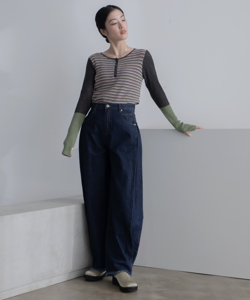 ジーンズ デニム デニムパンツ パンプキンシルエットタック