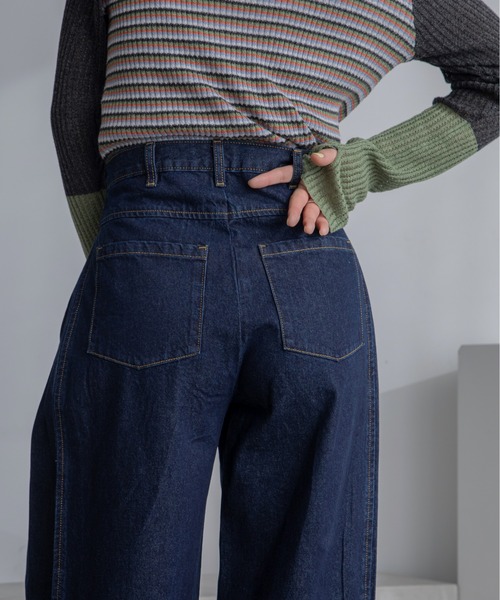 ジーンズ デニム デニムパンツ パンプキンシルエットタック
