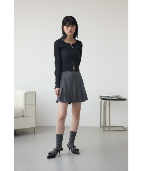 MARKANDLONA 黒 プリーツスカートパンツ プリーツスカート ベルト付き ロング黒[品番：JRKW0004793