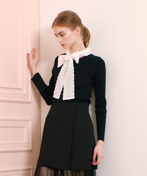 ニット セーター 「LOULOU WILLOUGHBY」シシュウボウタイリブプルオーバー レディース