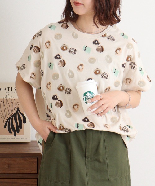 Emago tシャツ EMAGO ドーナツ刺繍ドルマンT レディース
