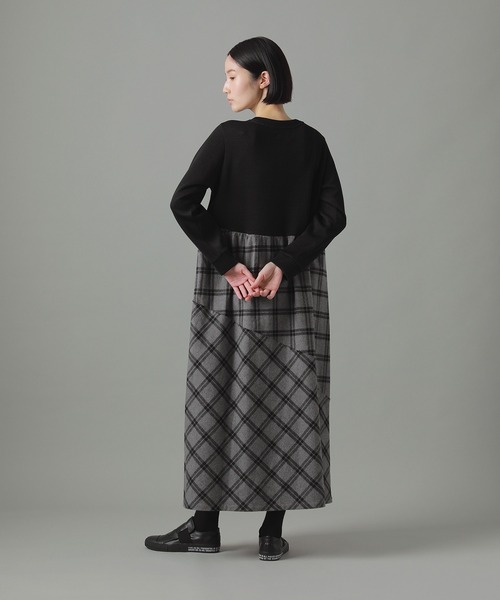 zucca ズッカ　オンブレーチェックドッキング ロングワンピース ZUCCa（ズッカ） ワンピース チェックドッキング / ワンピース / (O