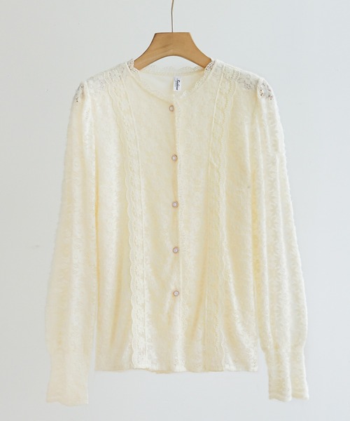 新品、未使用 花柄 レース ブラウス ブラウス シャツ 大人のレースシアーフリルブラウス。主役級の花柄