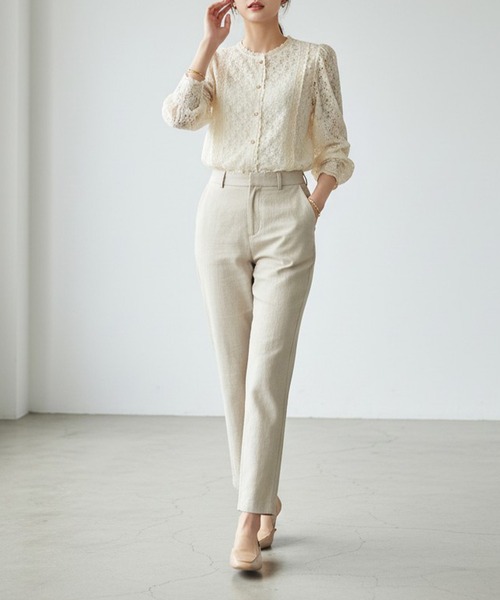 MSGM イタリア製 花柄 レース フリル シアー ブラウス N1818 ブラウス シャツ 大人のレースシアーフリルブラウス。主役級の花柄