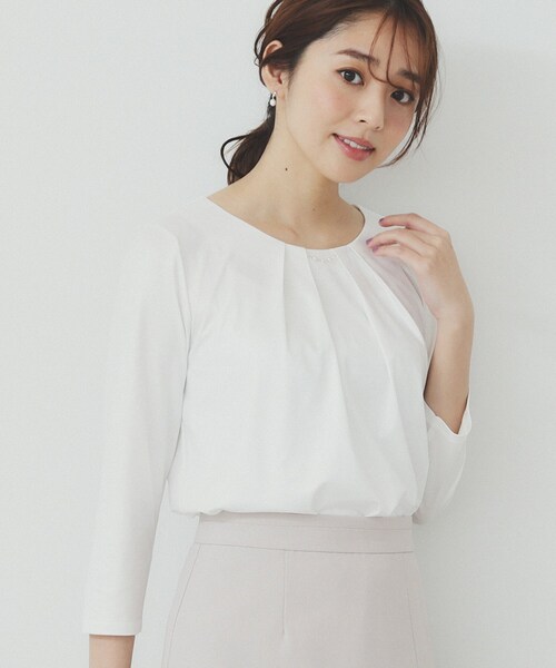 ブラウス シャツ パール調デザインブラウス/制菌加工/洗える レディース パール調デザインブラウス/制菌加工/洗える