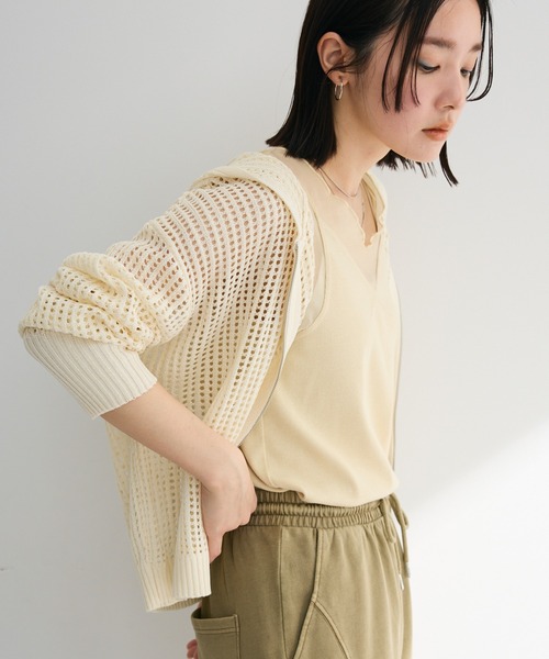 PUBLIC TOKYO パーカー クラフトメッシュニットパーカー レディース