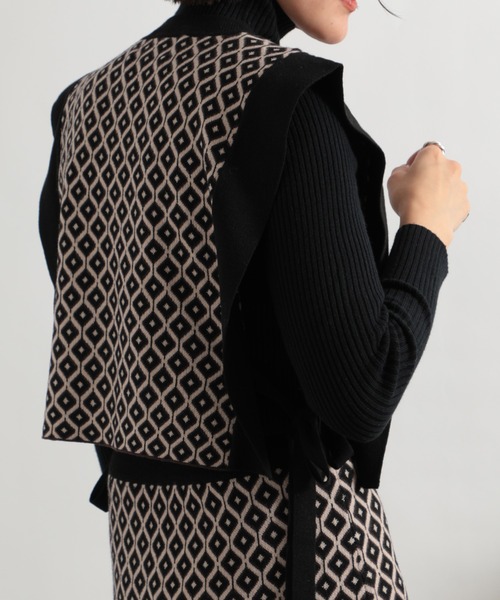 「SETUP7」 「Maison breeze」ノースリーブニット FREE ブラック レディース_画像3