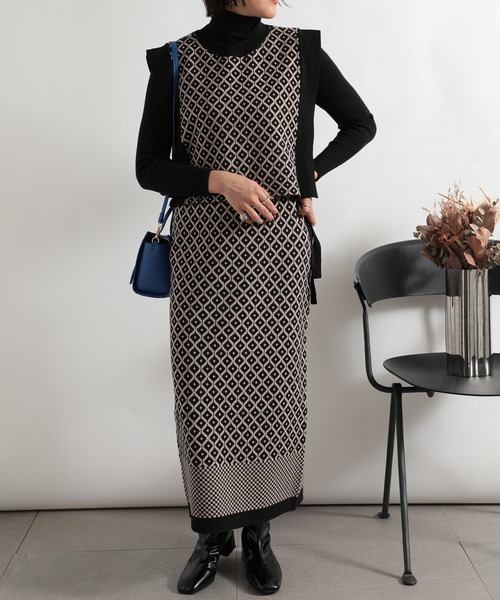 「SETUP7」 「Maison breeze」ノースリーブニット FREE ブラック レディース_画像4