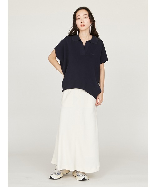 tシャツ ニットポロトップス EM25s082「EIGHTHMONTH」 レディース セール】ボーダー柄ニットポロシャツレディース半袖（Tシャツ