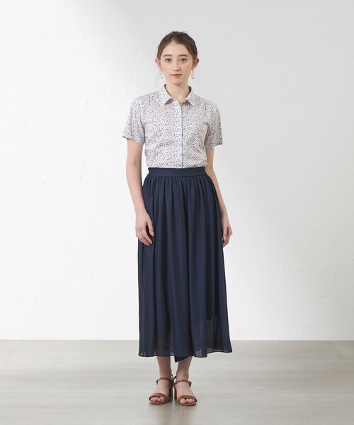 ブラウス シャツ 「Anniversary Piece」「LIBERTY」タナローン　イング - ブリッツ・ガーデン　半袖シャツ レディース AMACA｜【Anniversary Piece】【LIBERTY】タナローン イング