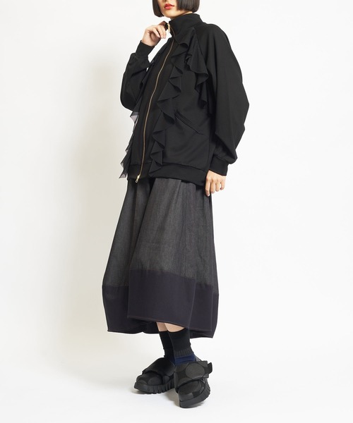 gomme（ゴム） ブルゾン アウター Rポンチローマ ラッフルブルゾン