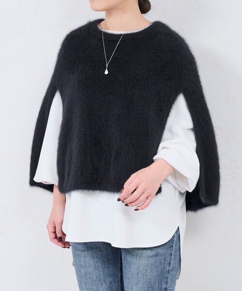 BEARDSLEY（ビアズリー） ニットポンチョ FREE ブラック レディース