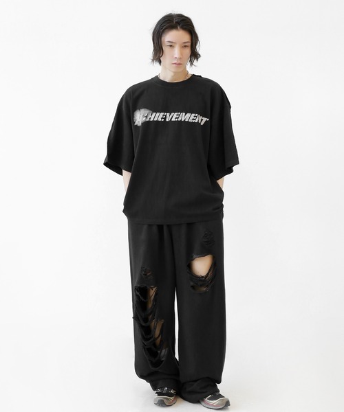 minsobi スウェットパンツ ジャージ ダメージデザインワイド