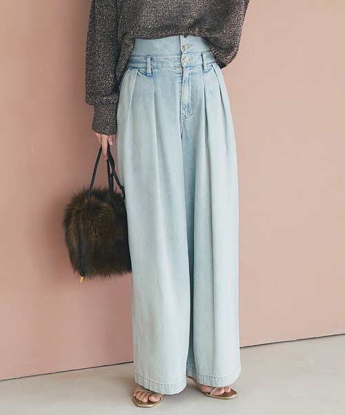 La boutique BonBon ハイウエストバギーデニムパンツ La boutique Bonbon ジーンズ デニム デニムパンツ 「待望の復刻