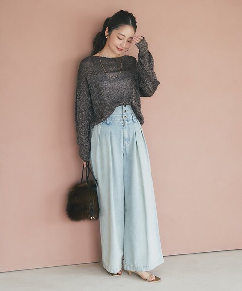 La boutipue BonBon ハイウエストバギーデニム　　　パンツPS La boutique BonBon（ラブティックボンボン）の「【3サイズ展開