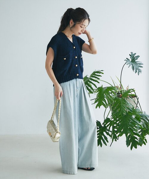 La boutipue BonBon ハイウエストバギーデニム　　　パンツPS La boutique BonBon（ラブティックボンボン）の「【3サイズ展開