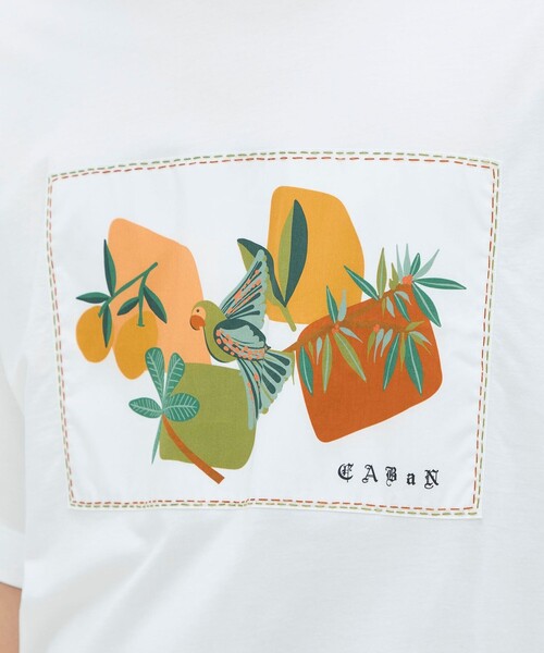 CABaN（キャバン） tシャツ スビンコットン BIRDプリントTシャツ
