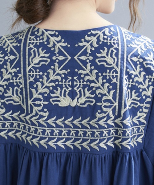 ワンピース 七分袖エスニック刺繍ワンピース : ZOZOTOWN Yahoo!店