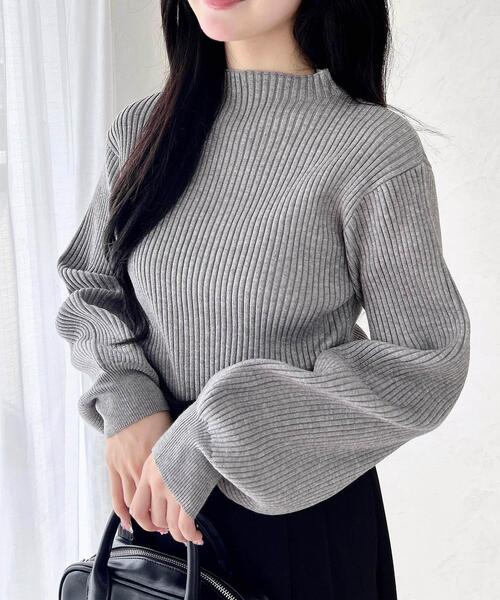 【グレー】シャイニーリブニット シャイニーボートリブニット（ニット/セーター）｜JUSGLITTY（ジャス
