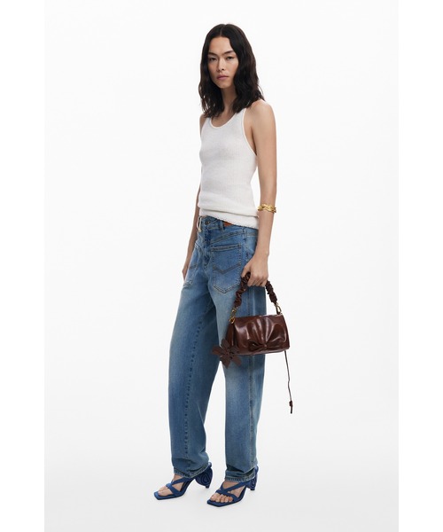 Desigual（デシグアル） ハンドバッグ フラワーモチーフ付きギャザー