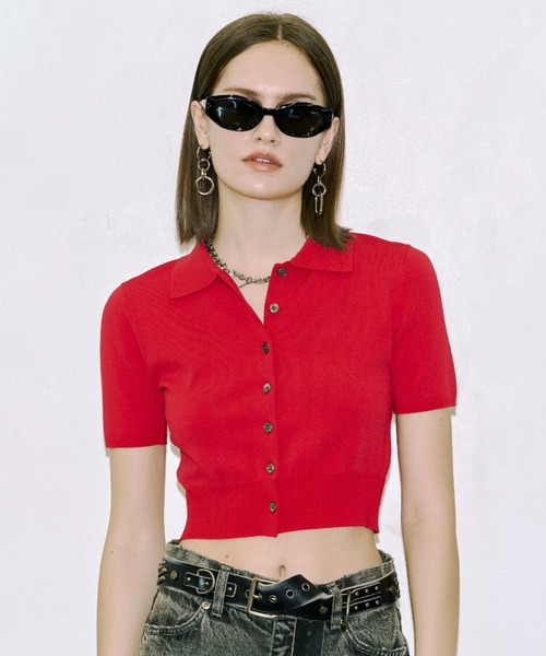 JOSE MOON（ジョゼムーン） カーディガン CROP POLO KNIT CARDIGAN
