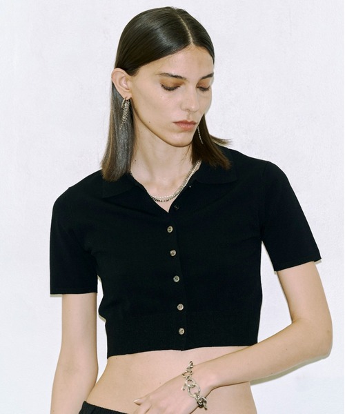JOSE MOON（ジョゼムーン） カーディガン CROP POLO KNIT CARDIGAN